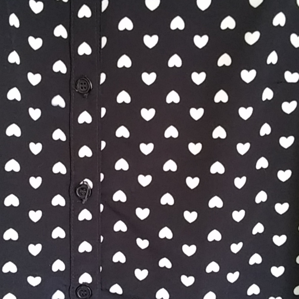 Forever 21 Navy Heart Print Shirt Dress - Picture 3 of 4